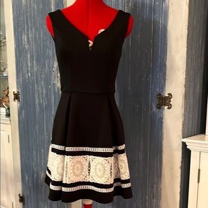 Elegant Black and White Lace Dress